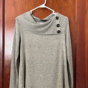 Fortune + Ivy Elegant Gray Cowl Neck Sweater with Button Details. BRAND NEW